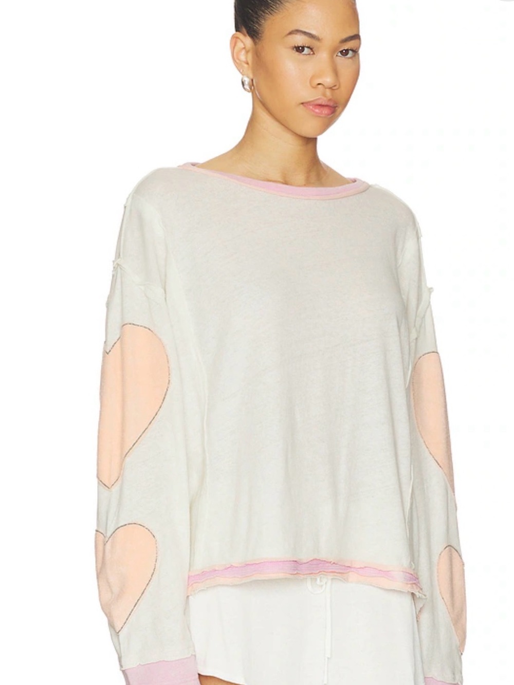 We The Free Cream Pullover Youre A Star Tee in Mint Heart Large